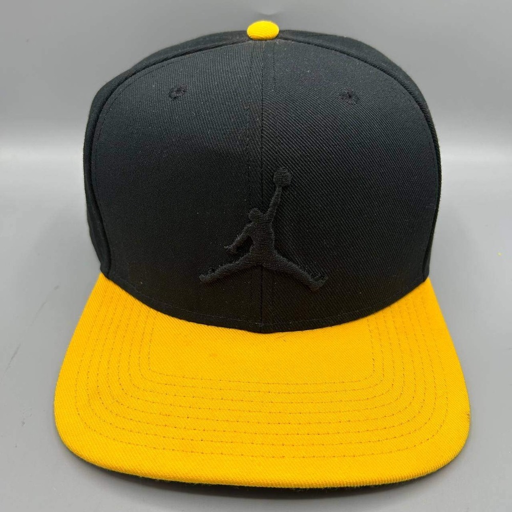 Air Jordan Hat Men Black Yellow Embroidered Jumpman Snap Back Cap